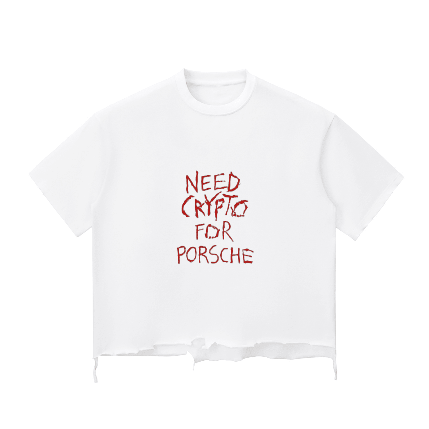 Need Crypto For Porsche: Snow Wash Raw - Hem Boxy T-shirt - InitialC