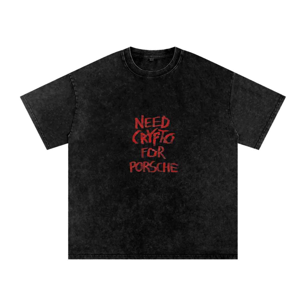 Need Crypto For Porsche: Snow Washed Oversized Cotton T-Shirt - InitialC
